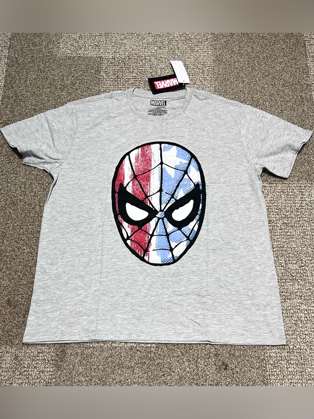 Marvel Fourth of July Shirt Adult Size XL Spiderman Captain America Logo